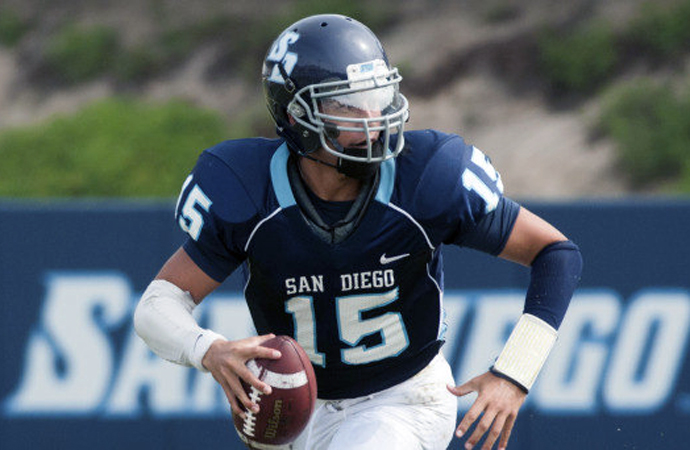 San Diego's Mason Mills has thrown 28 touchdown passes in 2013, ranking fourth among FCS quarterbacks. (Photo courtesy San Diego Athletic Media Relations)